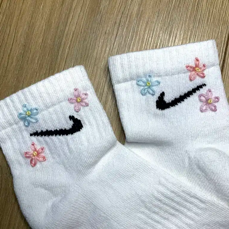 Embroider on a sock
