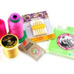 Machine embroidery textiles, threads and needles